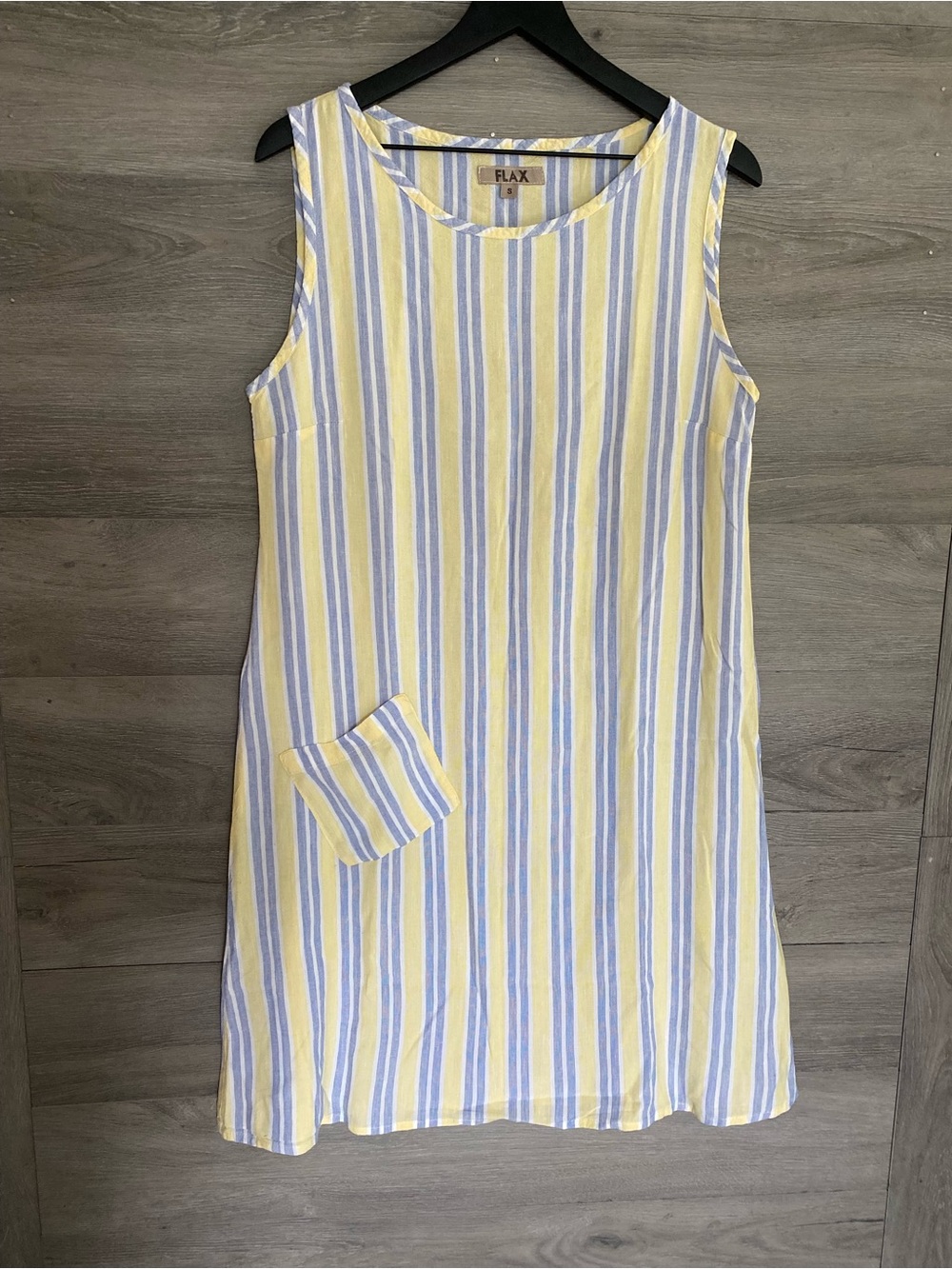 Flax Linen Blend Laggenlook Dress Striped